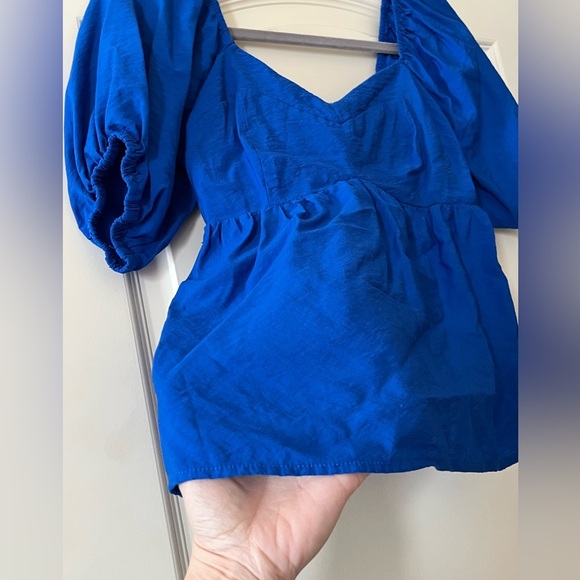Nine West Rich Blue Balloon Sleeve Blouse Women’s size small - Picture 7 of 13